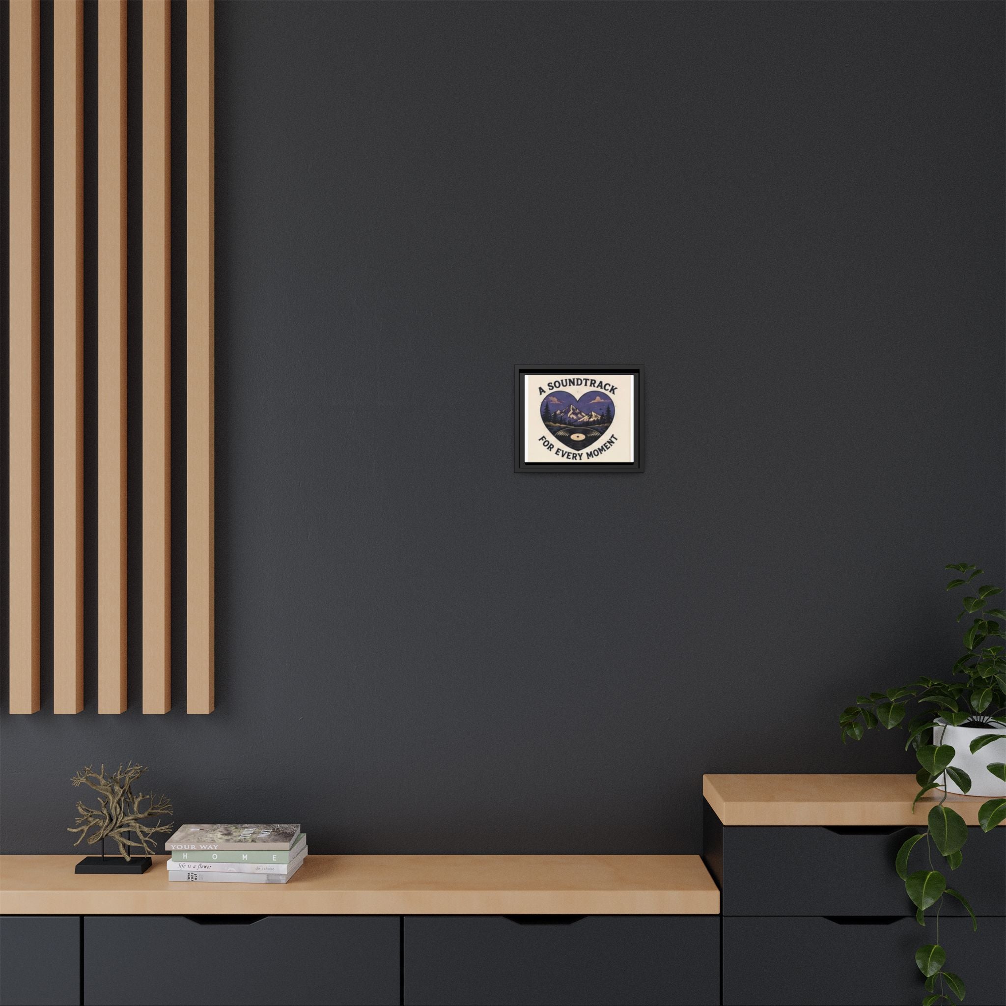 Framed Canvas Art – "A Soundtrack for Every Moment" Mountain Vinyl Print