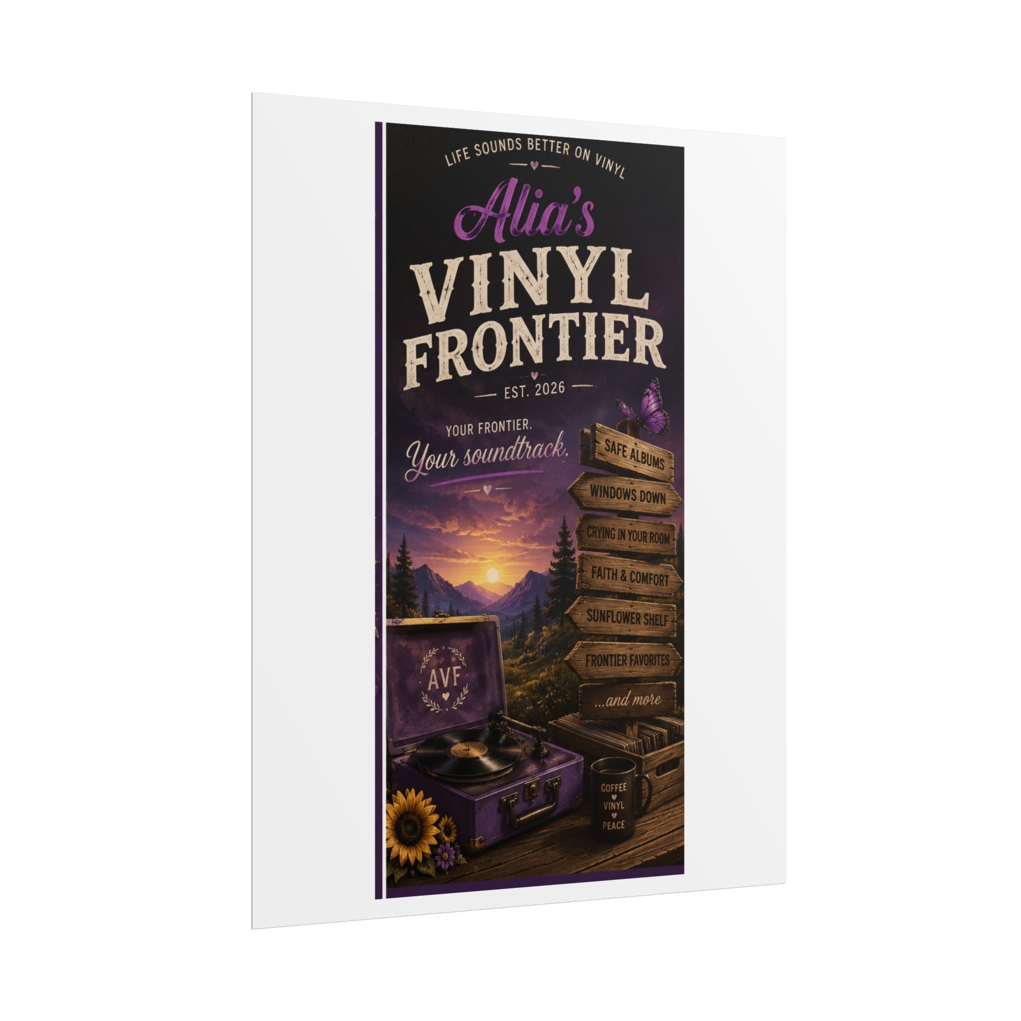 Personalized Vinyl Frontier Rolled Poster — Custom Name Music Lover Wall Art