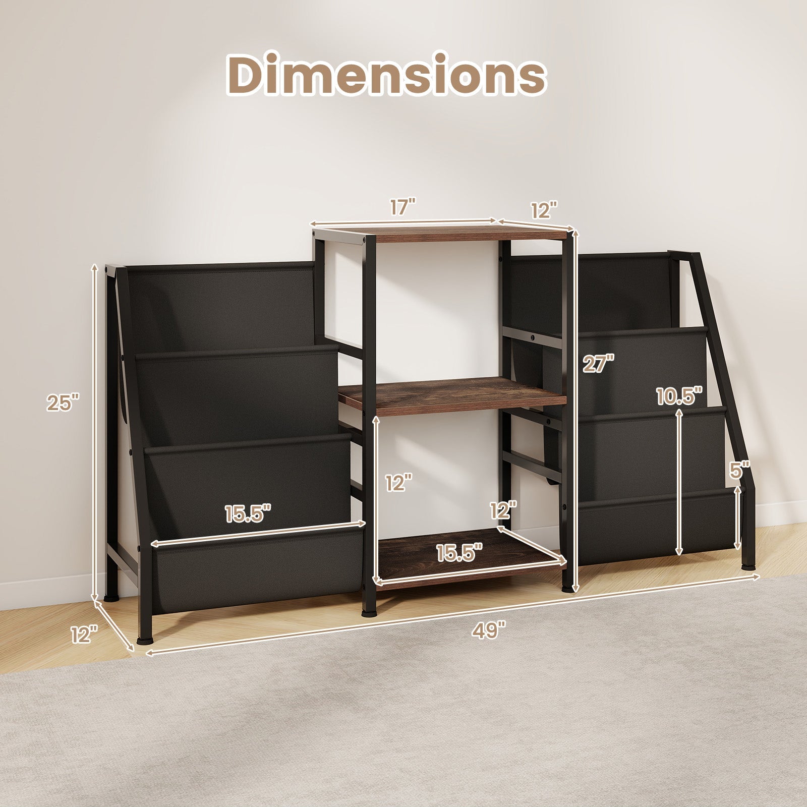 Record Player Stand for up to 200 Albums Turntable Display Stand with 3 Shelves