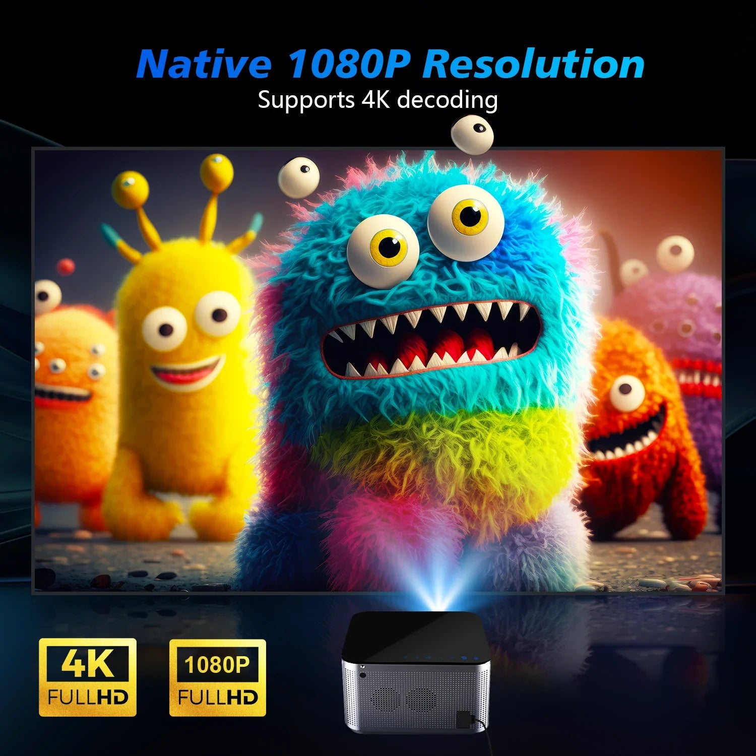 NNEOBA Electric Focus Smart Projector Black