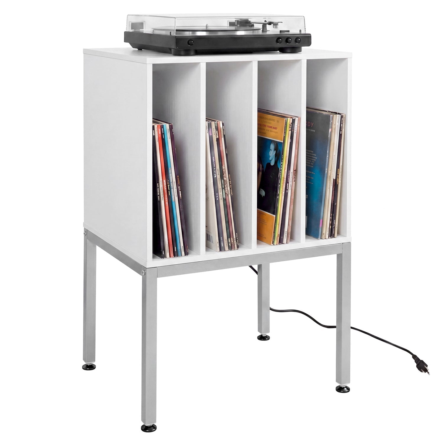Turntable Record Player Stand with Power Outlets