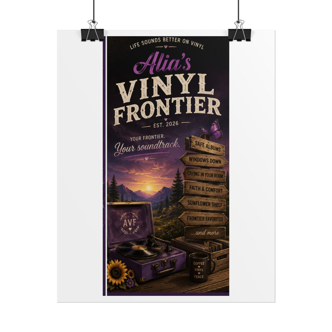 Personalized Vinyl Frontier Rolled Poster — Custom Name Music Lover Wall Art