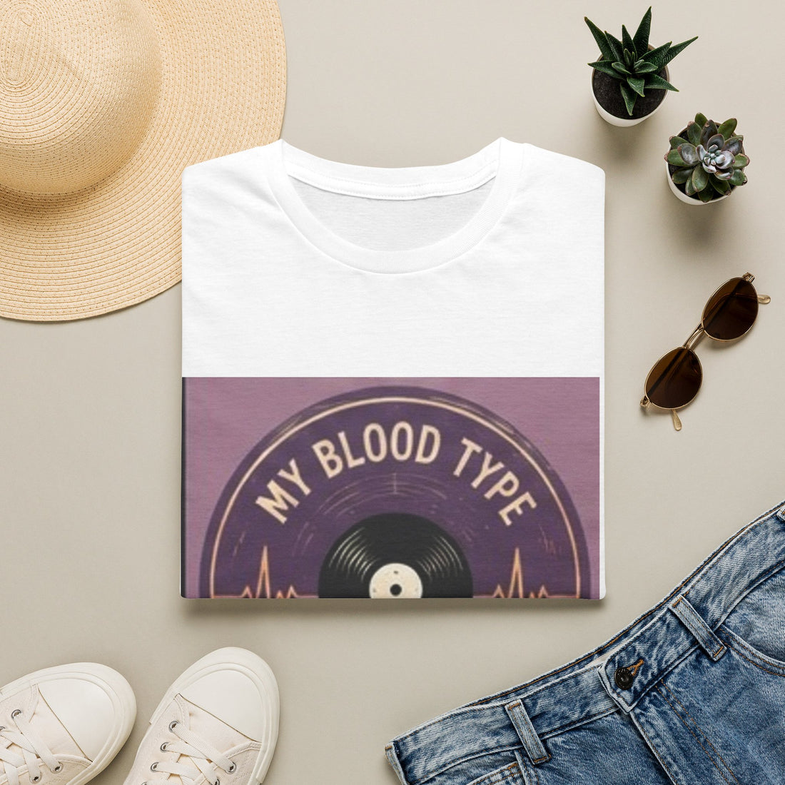 Vinyl Lover T‑Shirt — “My Blood Type Is Vinyl” Retro Record Graphic Tee