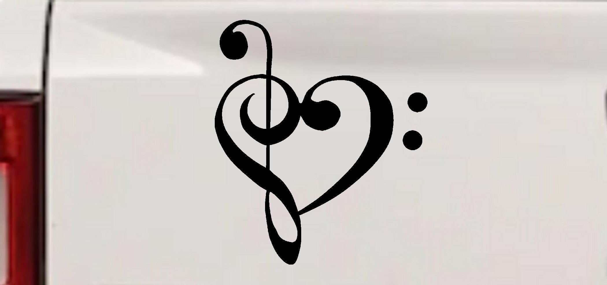 Music Clef Heart Decal for Car Truck Window - Love of Music Sticker