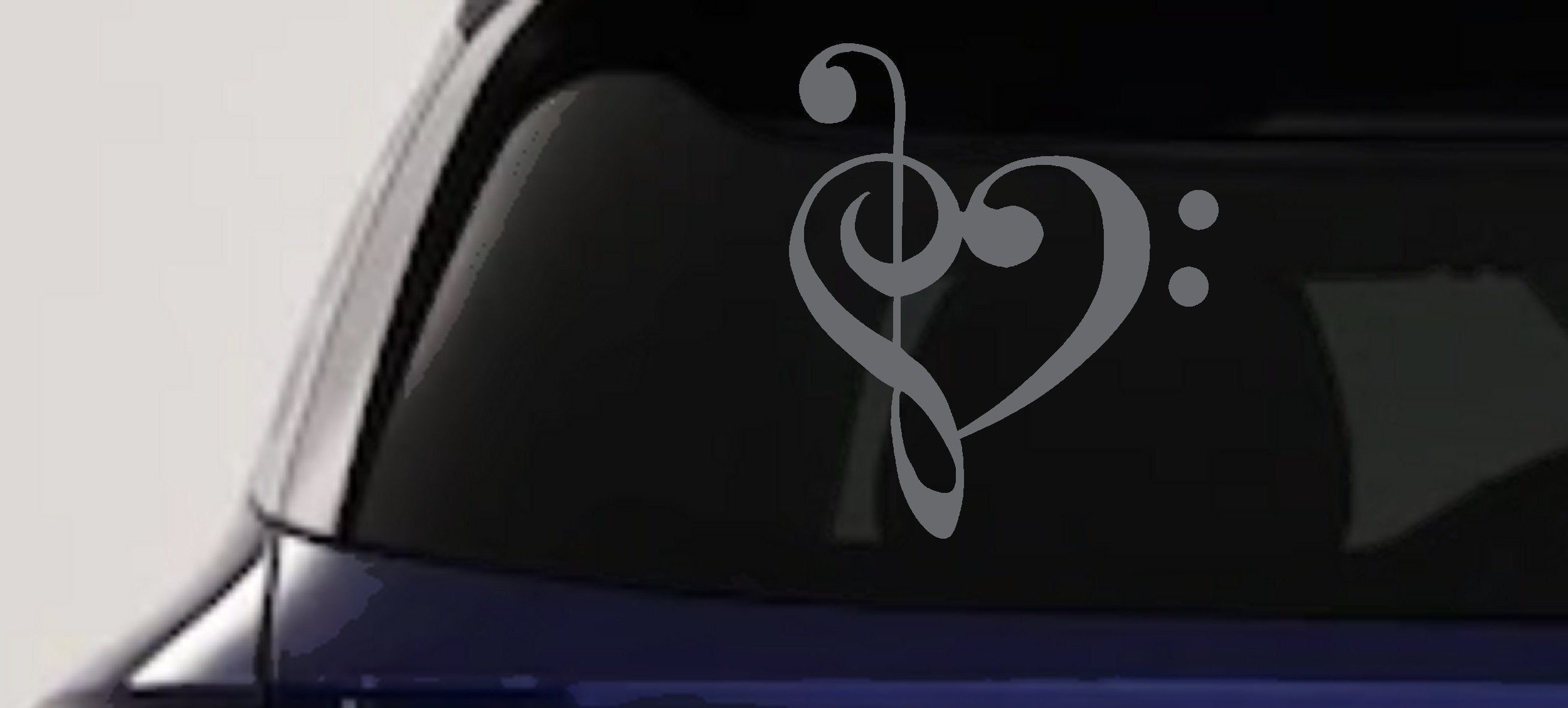 Music Clef Heart Decal for Car Truck Window - Love of Music Sticker