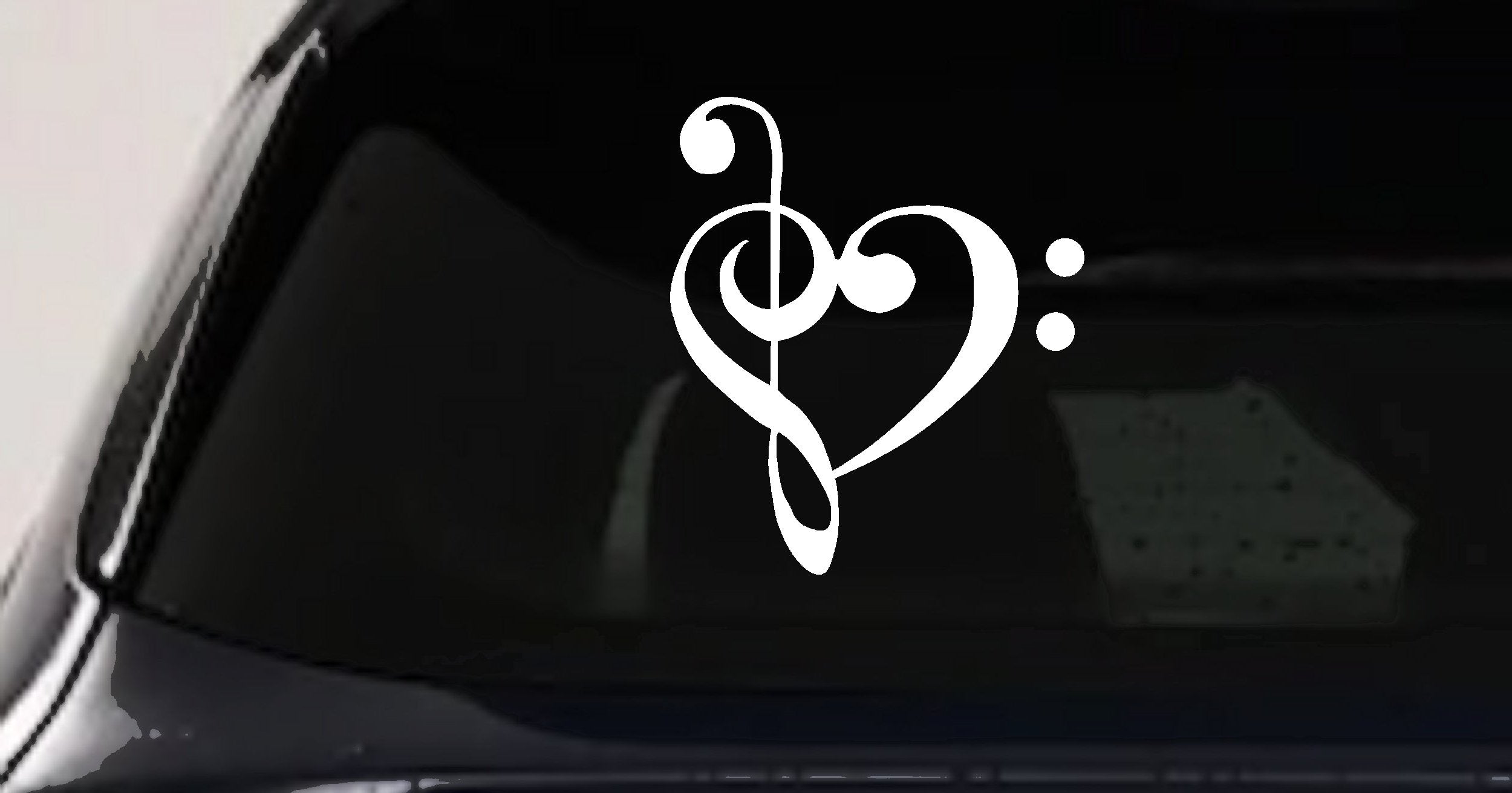 Music Clef Heart Decal for Car Truck Window - Love of Music Sticker
