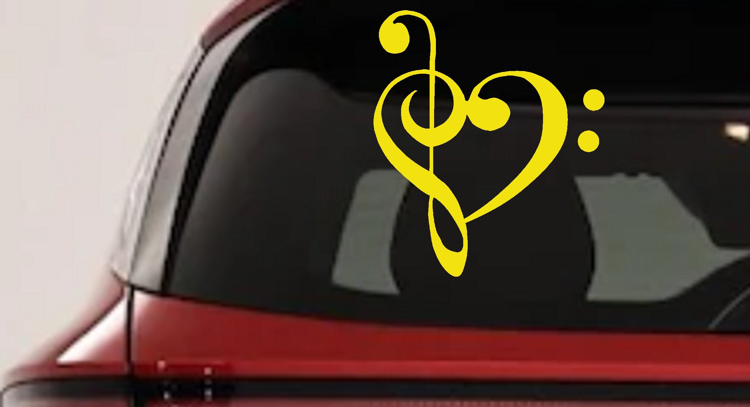 Music Clef Heart Decal for Car Truck Window - Love of Music Sticker