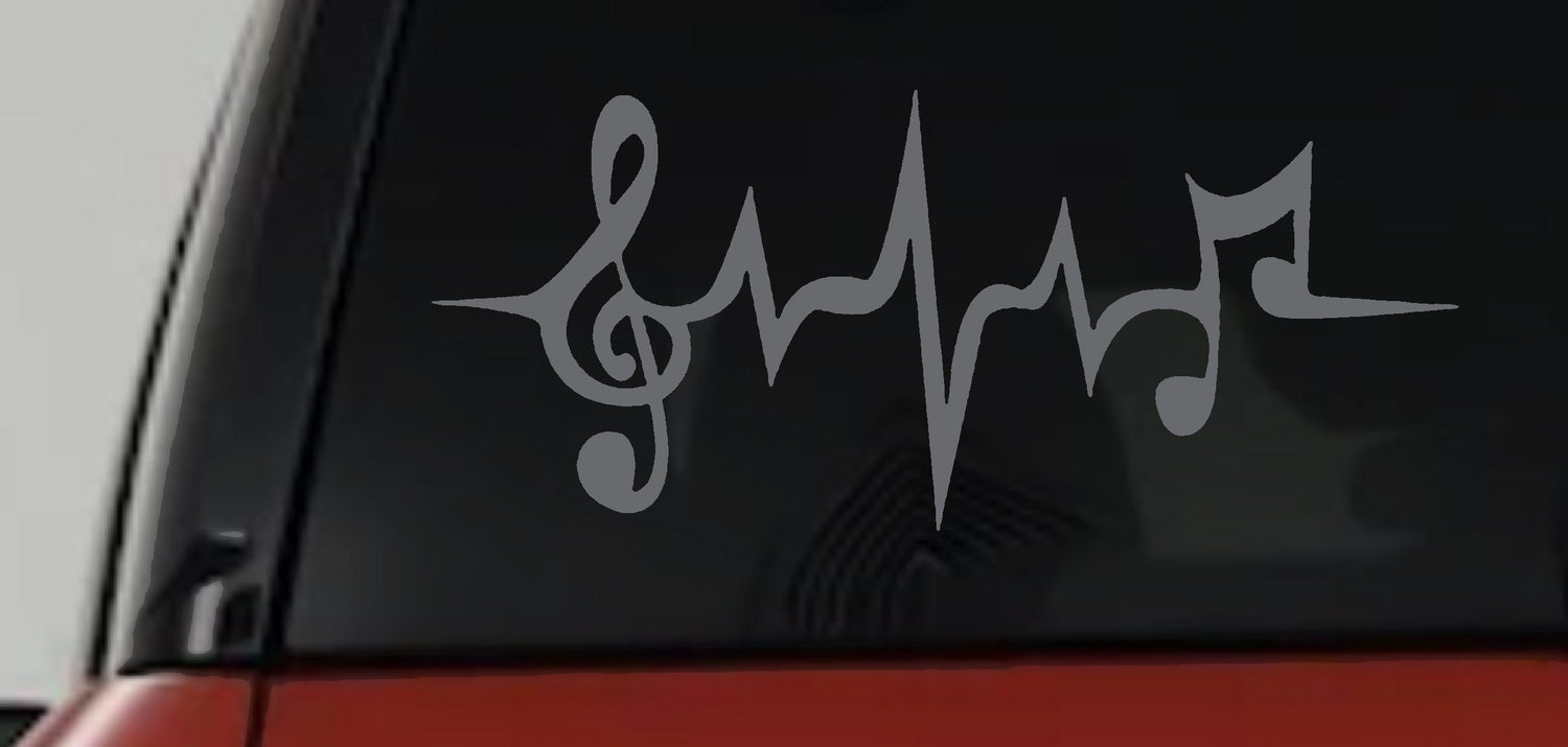Music Notes Heartbeat Car Truck Window Vinyl Decal Sticker