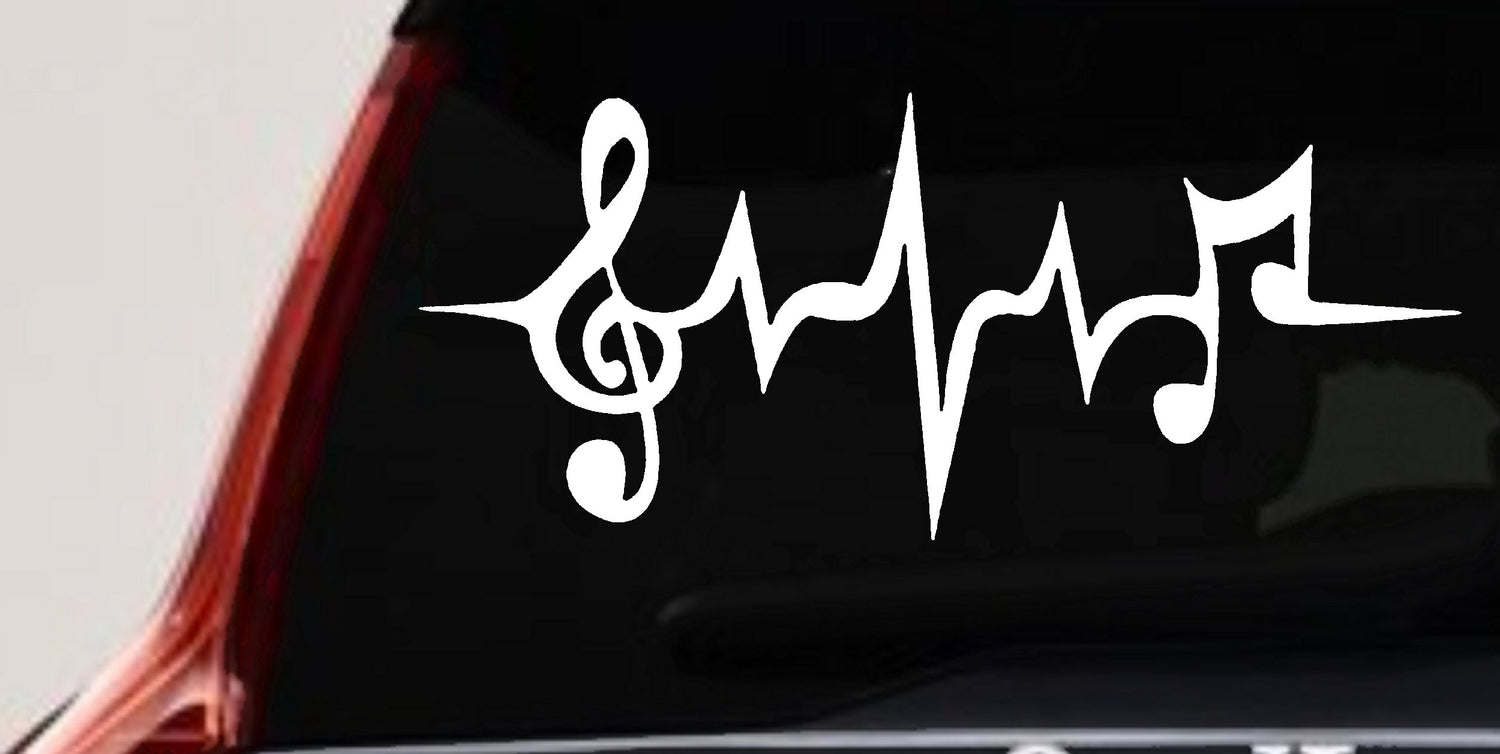 Music Notes Heartbeat Car Truck Window Vinyl Decal Sticker