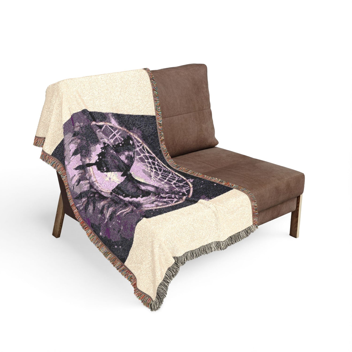 Butterfly Dreamcatcher Woven Blanket — Boho Gothic Throw for Bedroom &amp; Living Room