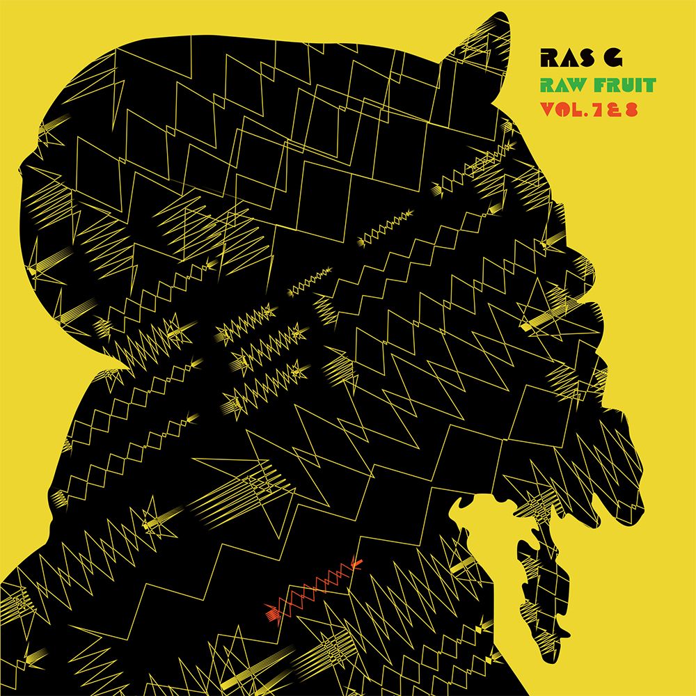 the album cover for Ras G - Raw Fruit Vol. 7 &amp; 8 [Yellowjacket Fleck Splatter]