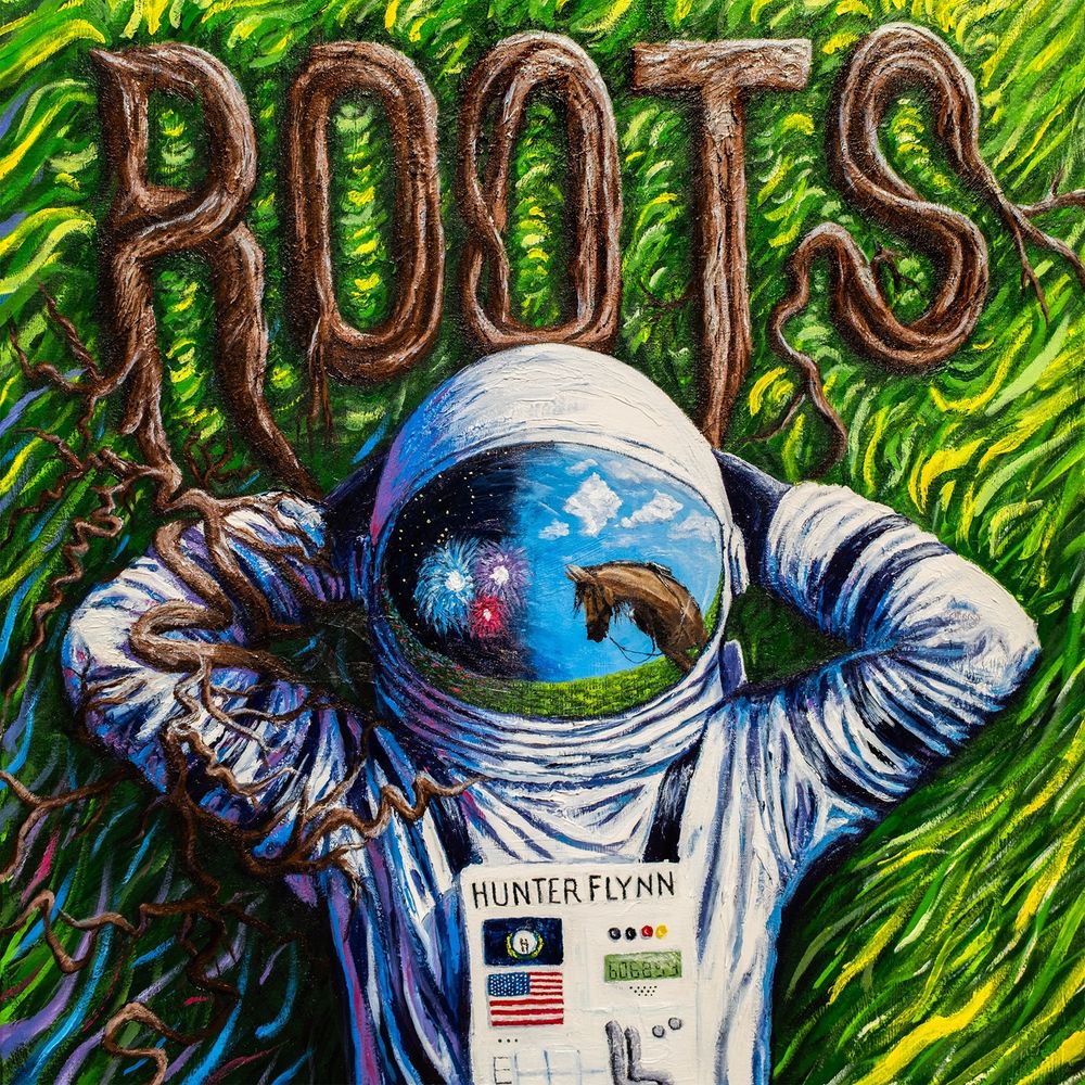 the album cover for Hunter Flynn - Roots [White &amp;amp; Deep Purple]