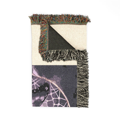 Butterfly Dreamcatcher Woven Blanket — Boho Gothic Throw for Bedroom &amp; Living Room