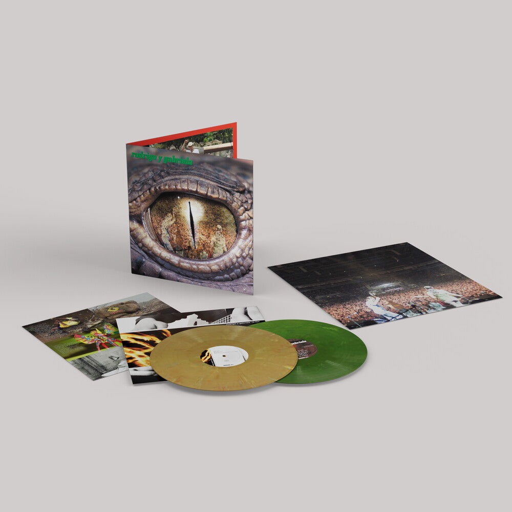 the album cover for Rodrigo Y Gabriela - Rodrigo Y Gabriela with bonus disc Re-Foc (20th Anniversary Edition) [Jade &amp; Citrus Colored Vinyl]