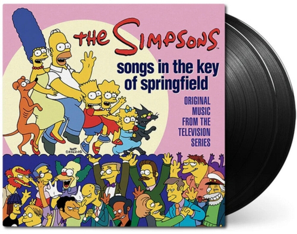 the album cover for The Simpsons - Songs in the Key of Springfield (Original Music from the Television Series) [Canary Yellow/Baby Pink - Deluxe]