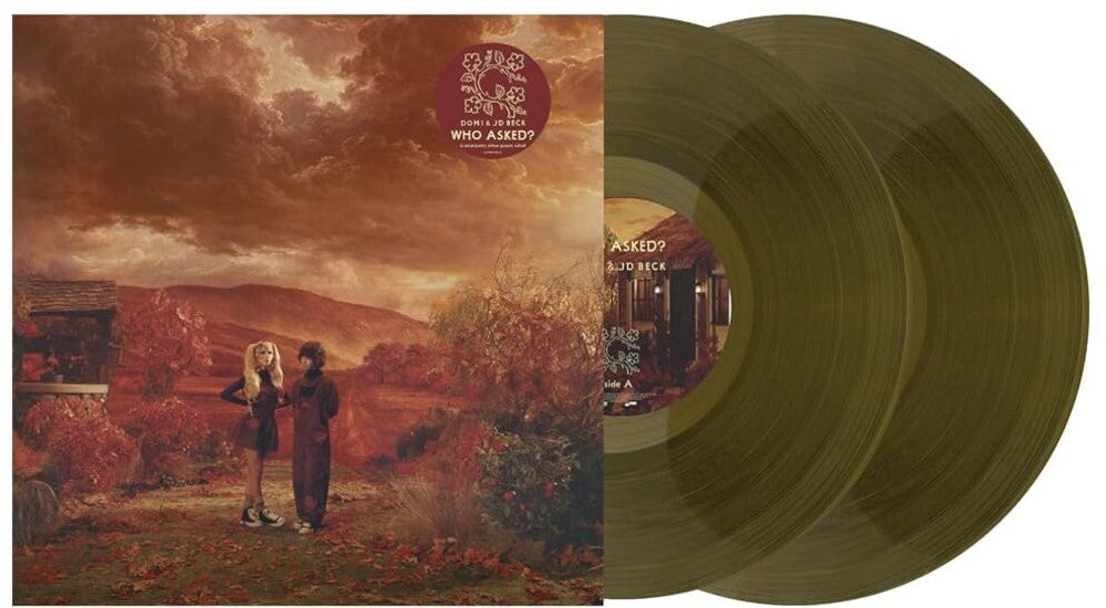 the album cover for DOMi &amp; JD BECK - Who Asked? [Transparent Olive Green]