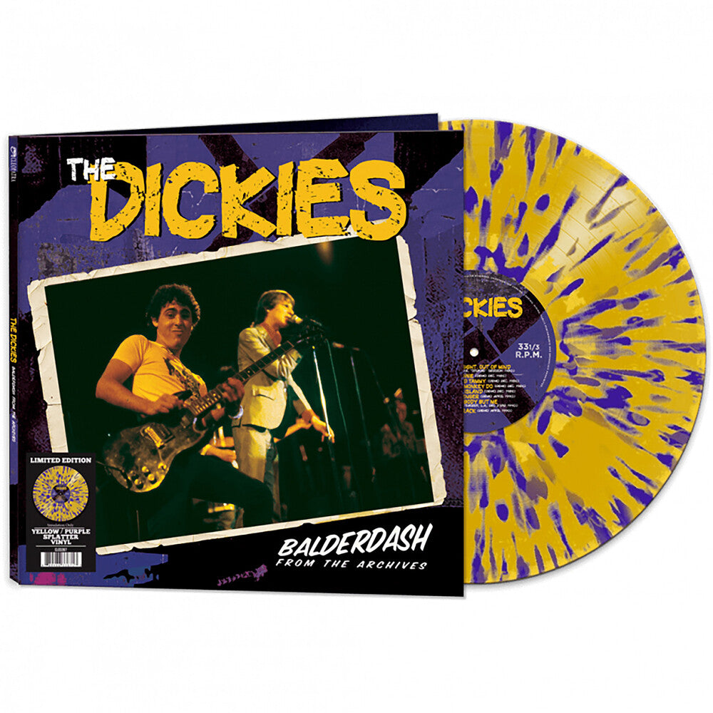 the album cover for The Dickies - Balderdash From The Archives [Yellow &amp;amp; Purple Splatter]
