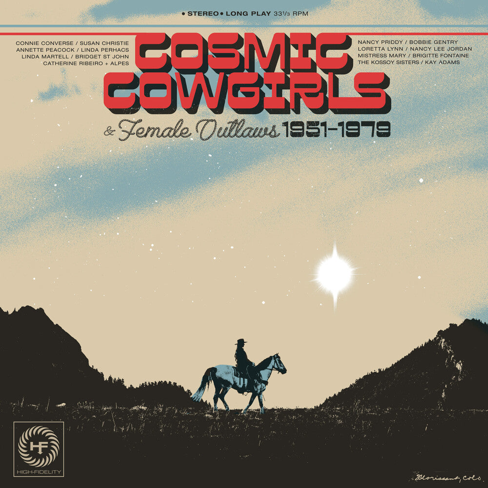 the album cover for Cosmic Cowgirls &amp; Female Outlaws 1951-1979 / Var - Cosmic Cowgirls &amp; Female Outlaws 1951-1979 / Var