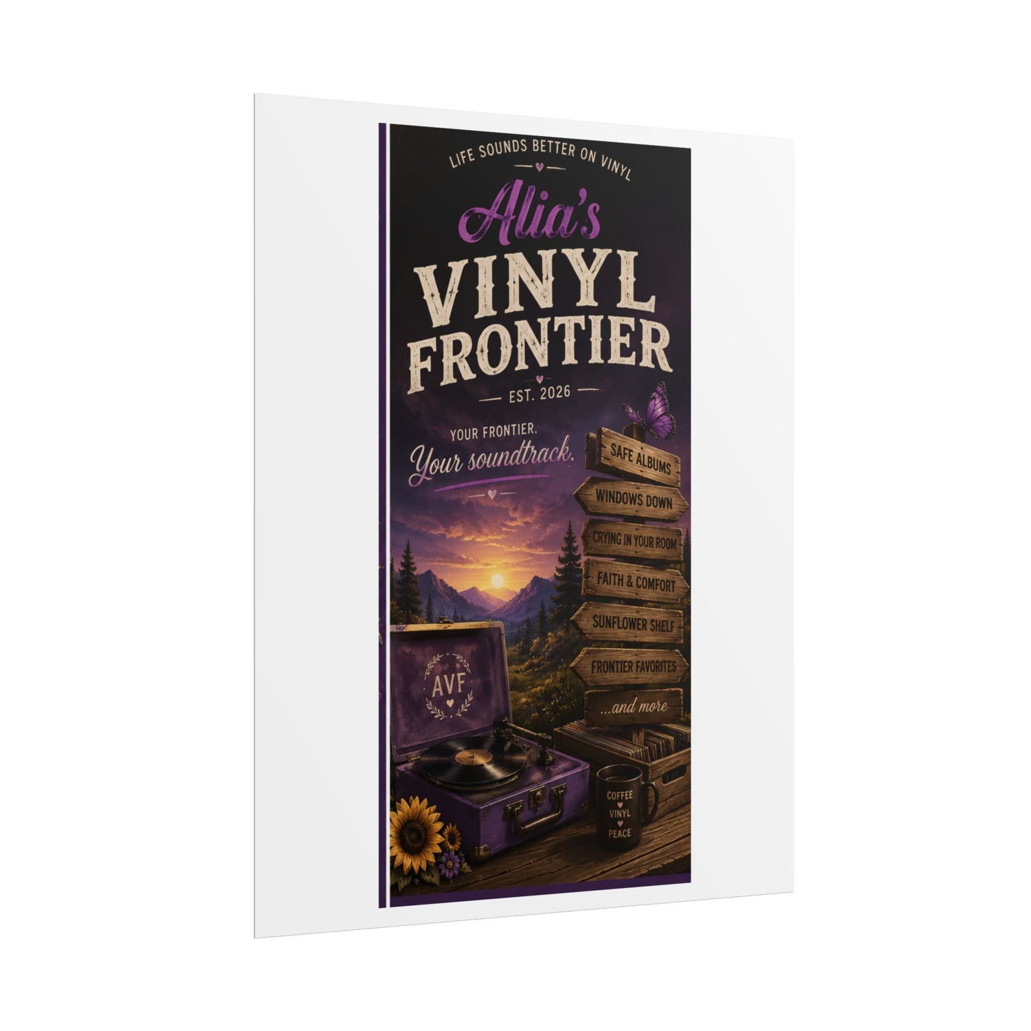Personalized Vinyl Frontier Rolled Poster — Custom Name Music Lover Wall Art