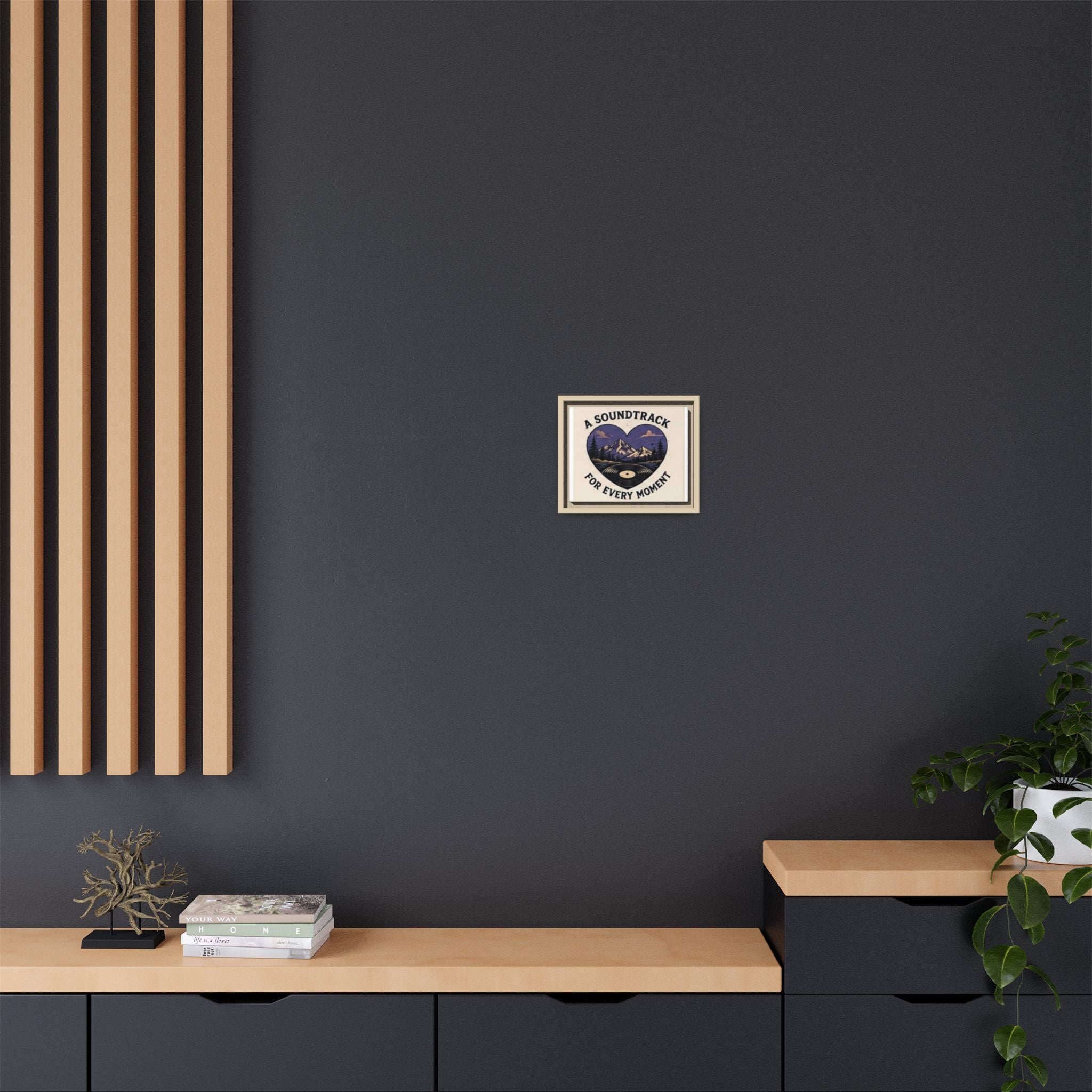 Framed Canvas Art – "A Soundtrack for Every Moment" Mountain Vinyl Print