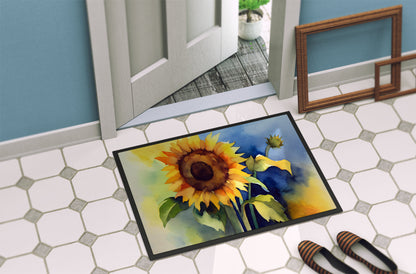Sunflowers in Watercolor Doormat
