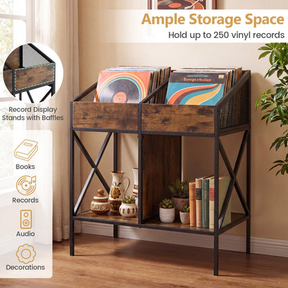 Industrial Vinyl Record Storage Rack with Metal Frame