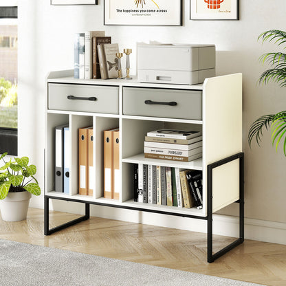 Large Record Player Stand with Charging Station Mid Century Modern Vinyl Storage Cabinet