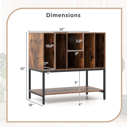 Record Player Stand with Charging Station and Metal Frame