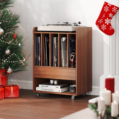 Record Player Stand Turntable Stand with Drawer and Record Holder