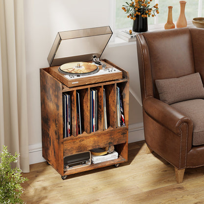 Record Player Stand Turntable Stand with Drawer and Record Holder