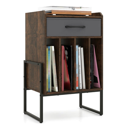 Record Player Stand with Drawer and Record Holder