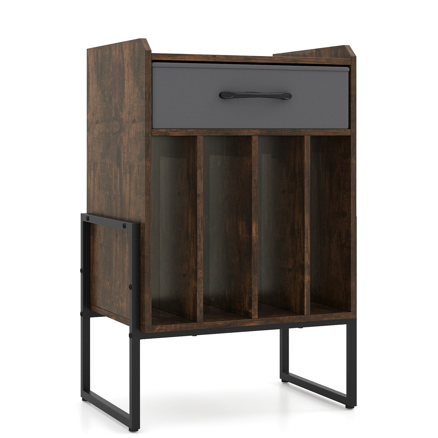 Record Player Stand with Drawer and Record Holder
