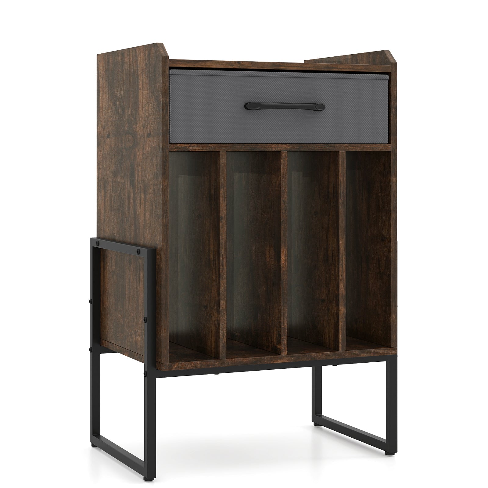 Record Player Stand with Drawer and Record Holder