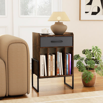 Record Player Stand with Drawer and Record Holder