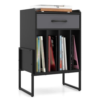 Record Player Stand with Drawer and Record Holder