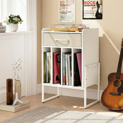 Record Player Stand with Drawer and Record Holder