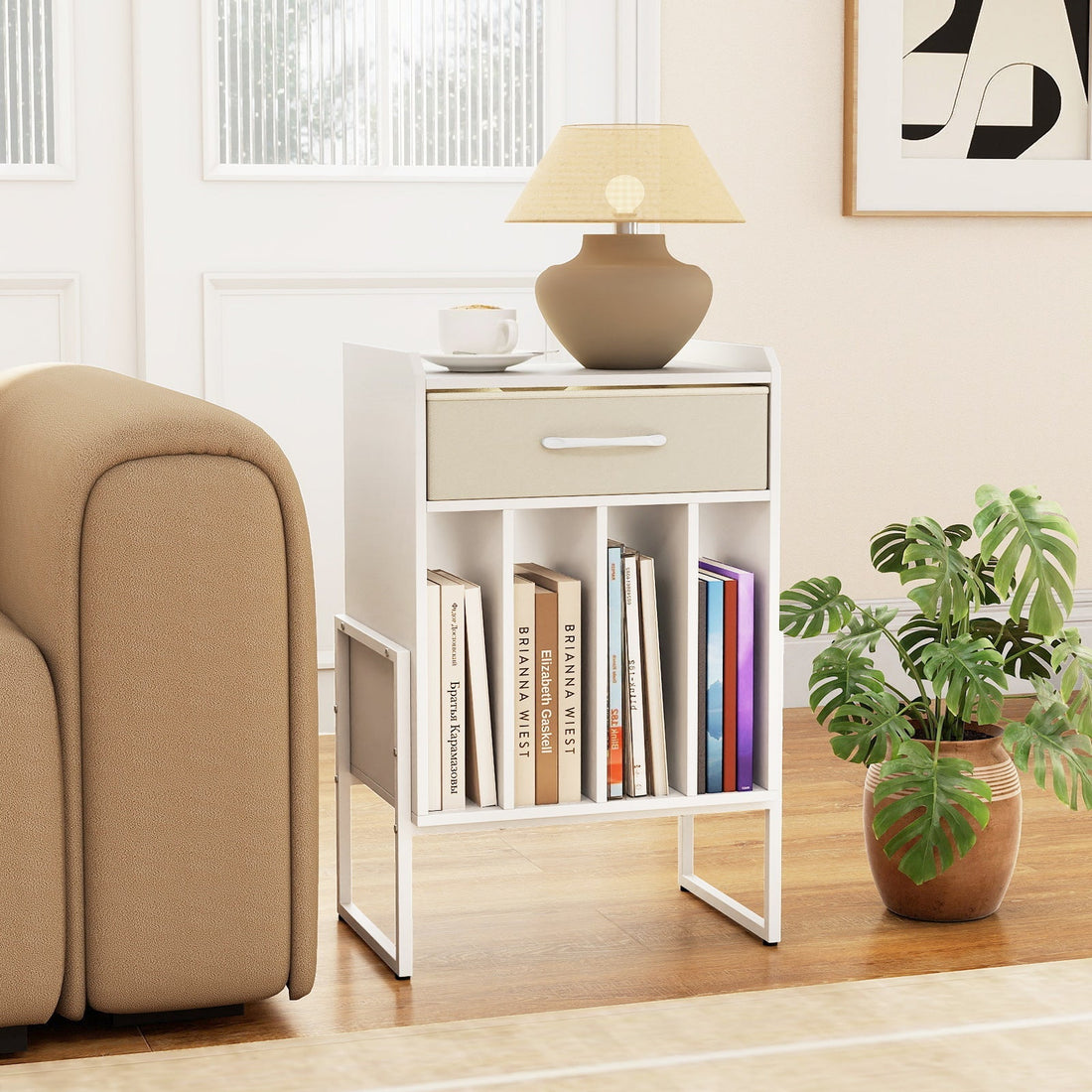 Record Player Stand with Drawer and Record Holder
