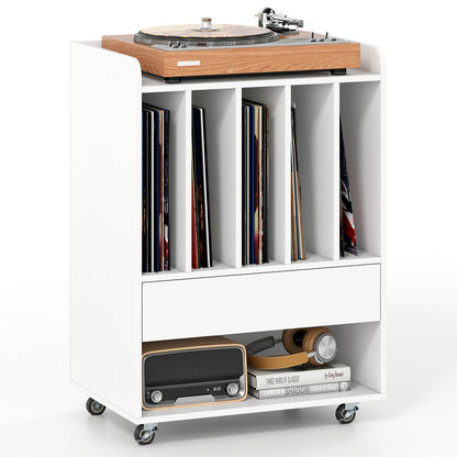 Record Player Stand Turntable Stand with Drawer and Record Holder