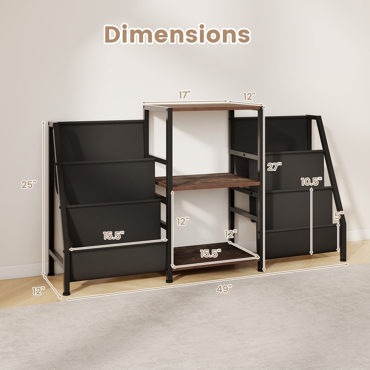 Record Player Stand for up to 200 Albums Turntable Display Stand with 3 Shelves