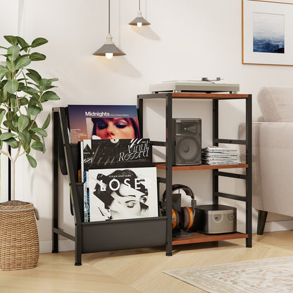Record Player Stand for up to 200 Albums Turntable Display Stand with 3 Shelves