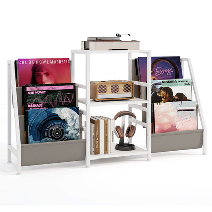 Record Player Stand for up to 200 Albums Turntable Display Stand with 3 Shelves