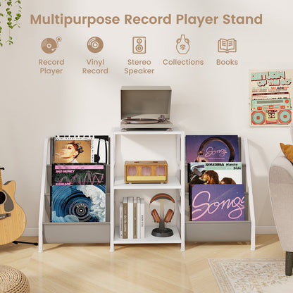 Record Player Stand for up to 200 Albums Turntable Display Stand with 3 Shelves