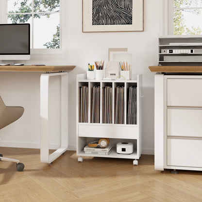 Record Rolling Turntable Player Stand with Drawer