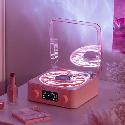 NNEOBA Retro Bluetooth Turntable Speaker Pink