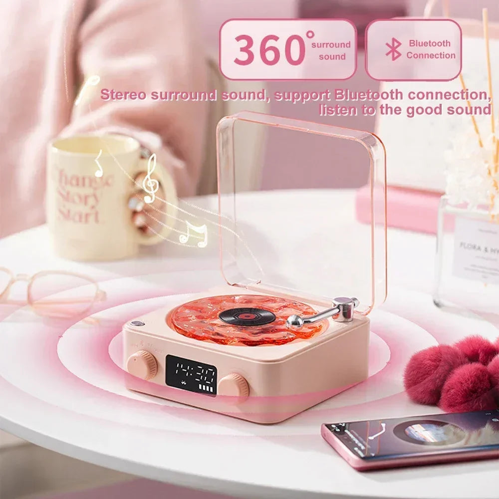 NNEOBA Retro Bluetooth Turntable Speaker Pink