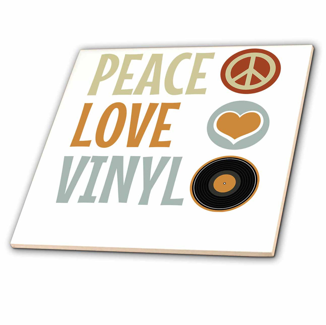 3dRose Peace Love Vinyl Vintage Music Record Player Old School Turntable - Tiles (ct_348997)