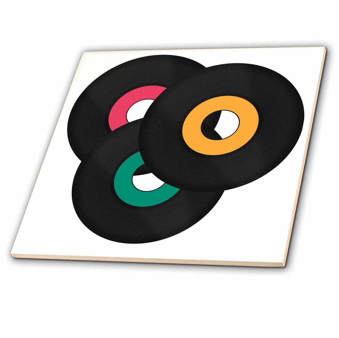 3dRose Three Image Of Vinyl Records Illustration - Tiles (ct_354919)