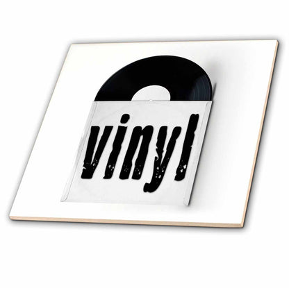 3dRose Edge of Night Design – Music - Image of Word Vinyl With Record Picture - Tiles (ct_355096)