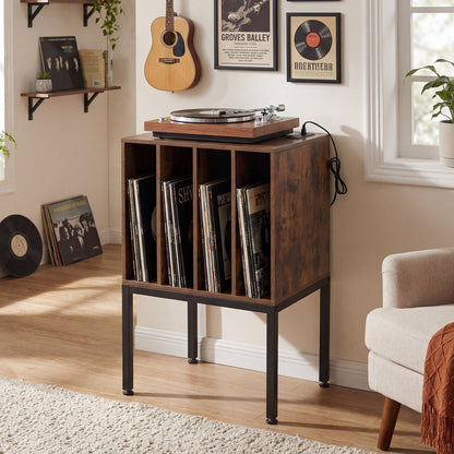 Turntable Record Player Stand with Power Outlets