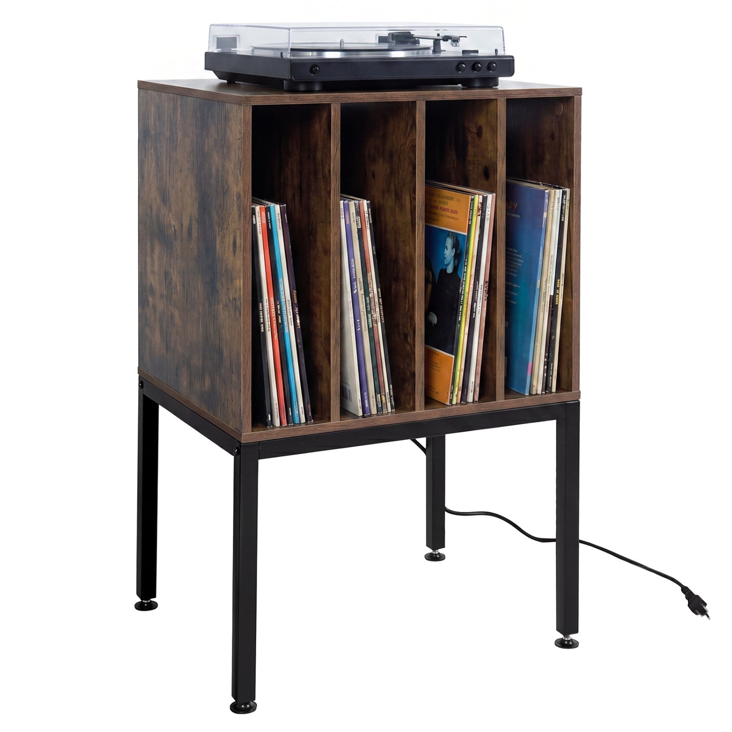 Turntable Record Player Stand with Power Outlets